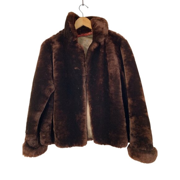 VTG 50s Genuine Shearling Fur Teddy Coat Lamb Size M/L Plush Cold Winter 8697 - Picture 2 of 11